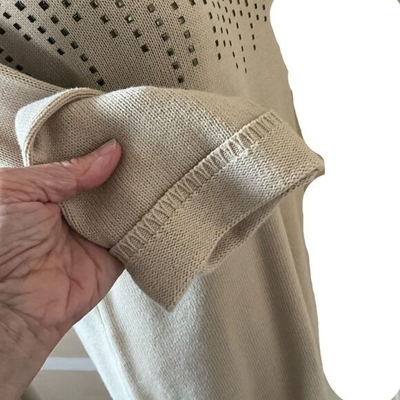 Christopher & Banks Sweater Women's size L Tan 3/4 Sleeves Brass Stud Accent - Picture 6 of 10
